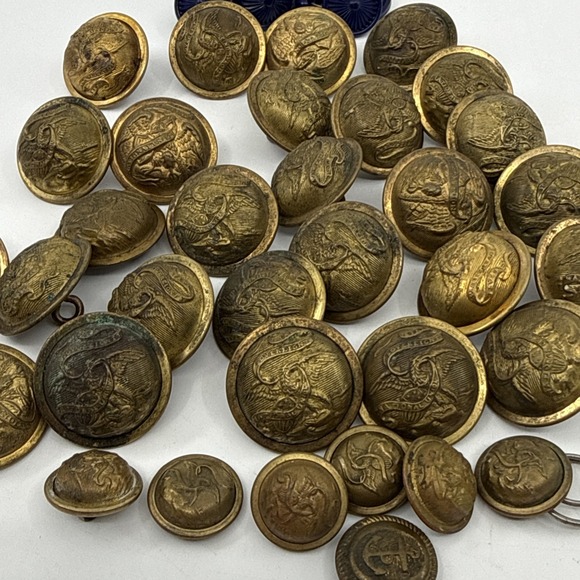 Late 1800s State Sovereignty National Union Illinois Brass Coat Button Lot 34‎ +